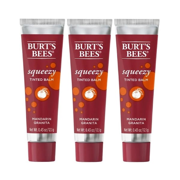 3 x Burt's Bees Squeezy Tinted Lip Balm 12.1g - Mandarin Granita