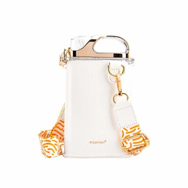 Pinkah PJ-4490 380ml Slim Water Bottle With Straw - White