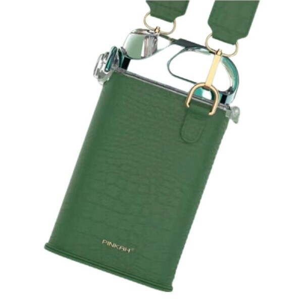 Pinkah PJ-4490 380ml Slim Water Bottle With Straw - Green