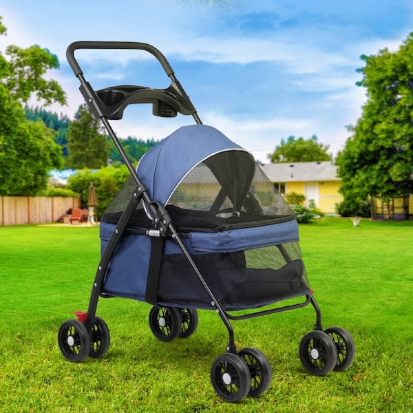 Advwin Pet Stroller Dog Carrier Foldable 4-Wheels