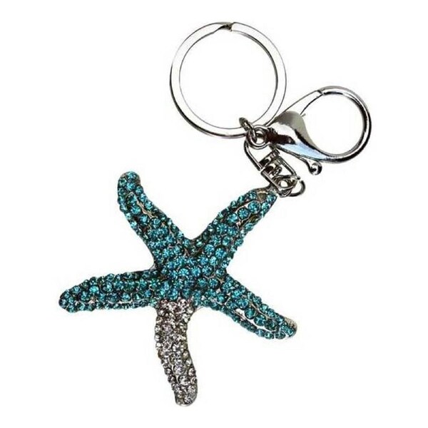 Metal/Crystal Starfish Keyring Bag/Car Key Accessory Charm Keychain Tag Blue
