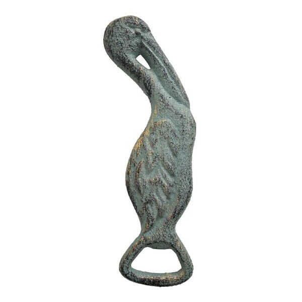 Cast Iron Pelican 16.5cm Manual Bottle Opener Drink Cap Remover Barware Teal