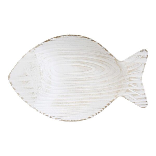 MDF 24cm Fish Bowl Home/Kitchen Decorative Plate/Trinket Large Rustic White