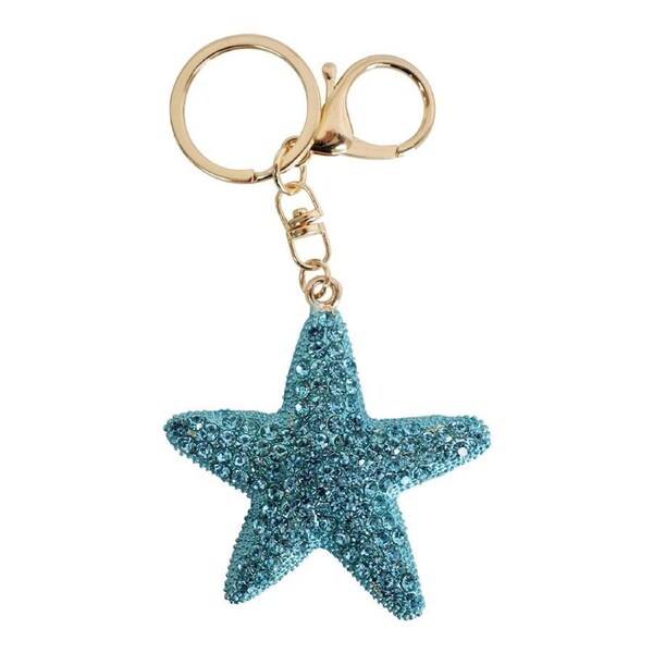 Metal Starfish Keyring Bag/Car Key Holder Accessory Charm Keychain Tag Blue
