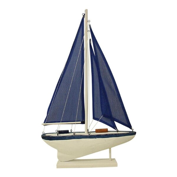 Decorative MDF 40cm Sailing Boat Centrepiece Tabletop Display Decor Medium Navy