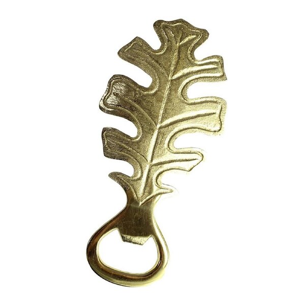 Brass Leaf 12.5cm Manual Bottle Opener Drink/Soda Beer Cap Remover Barware Gold