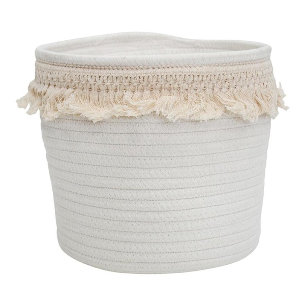 Ella Cotton 20cm Tub/Planter Plant Storage Boho/Nordic Home Decor Round White