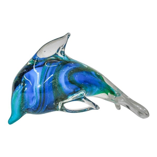 Glass 12cm Dolphin Home Decorative Paperweight Tabletop/Shelf Ornament Marine
