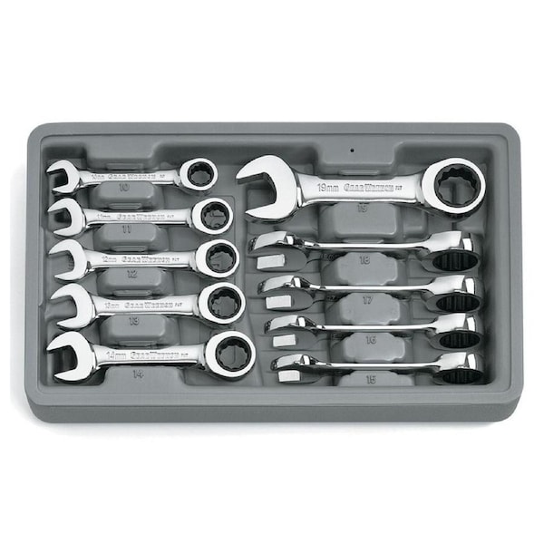 GearWrench 10 Piece Stubby Ratcheting Wrench Set - 9520D