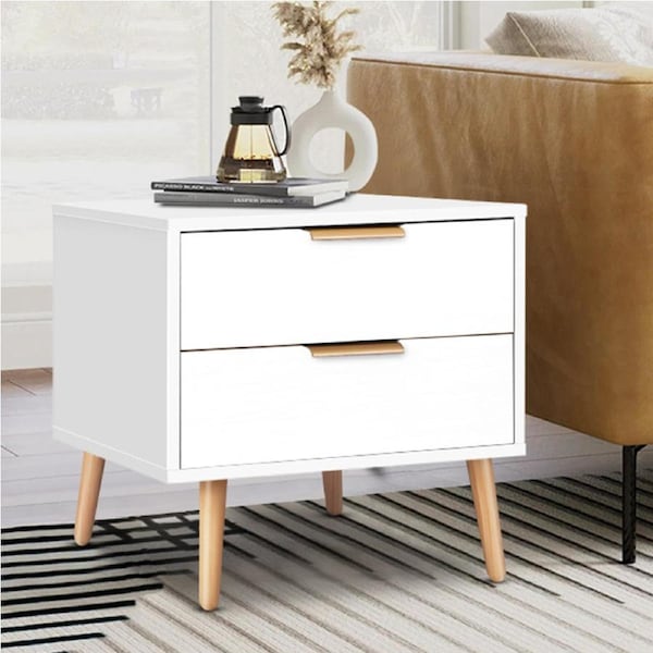 ALFORDSON 2 Drawer Bedside Table (White)