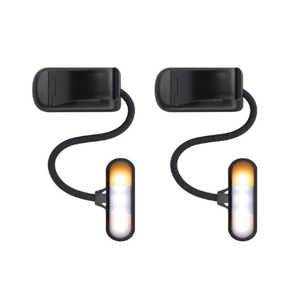 2PK 25th Hour Portable Travel 3-Mode Clip LED Book/Laptop/E-Reader Light Black