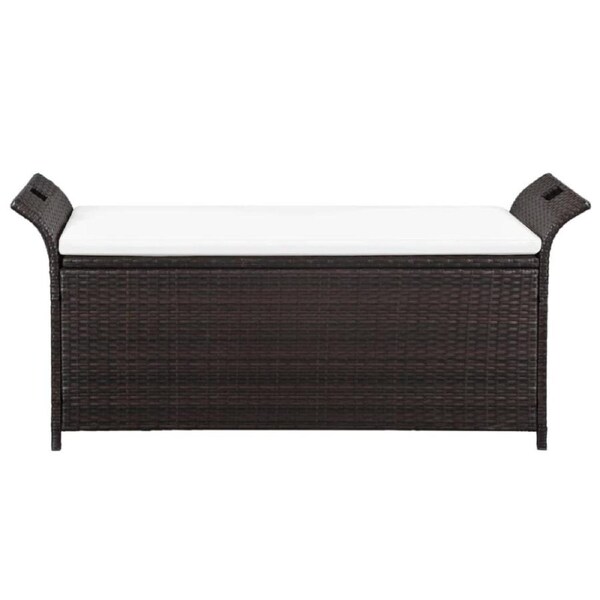 Outdoor Organiser Storage Bench with Cushion Garden Patio Seat PE Rattan Steel