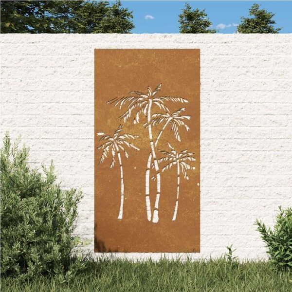 Garden Wall Decoration 105x55 cm Corten Steel Palm Tree Design vidaXL