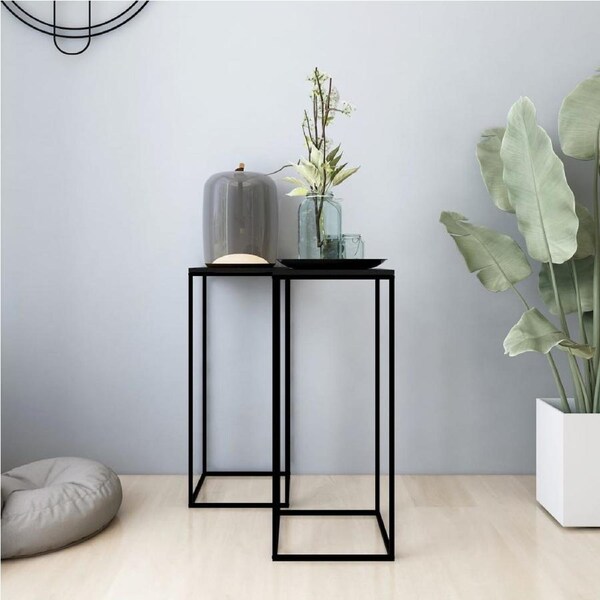 Side Tables 2 pcs Black Steel vidaXL