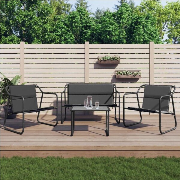 4 Piece Garden Lounge Set with Cushions Anthracite Steel vidaXL