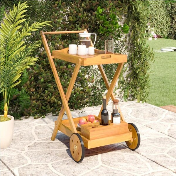 Tea Trolley 54x87x90 cm Solid Wood Acacia vidaXL