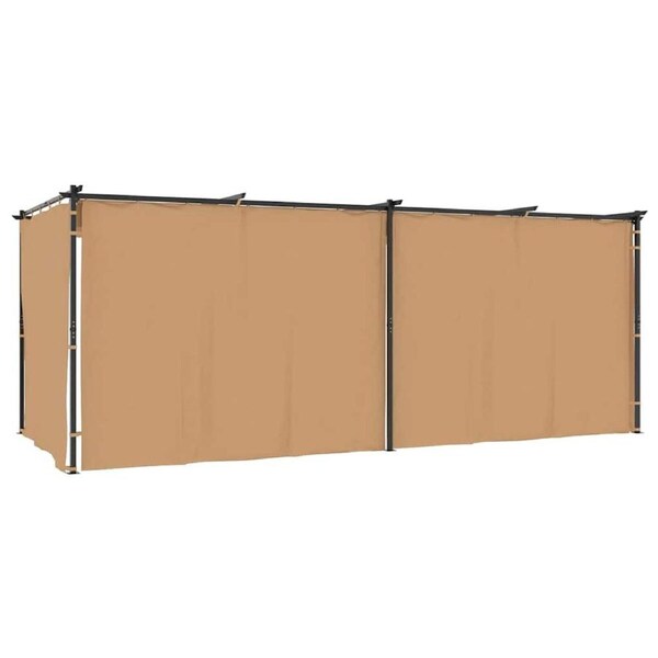 Gazebo with Curtains 6x3 m Taupe Steel vidaXL