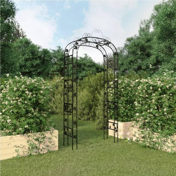 Garden Arch Black 116x45x240 cm Steel vidaXL