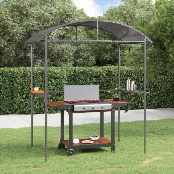 BBQ Gazebo with Side Shelves Anthracite 220x115x230 cm Steel vidaXL