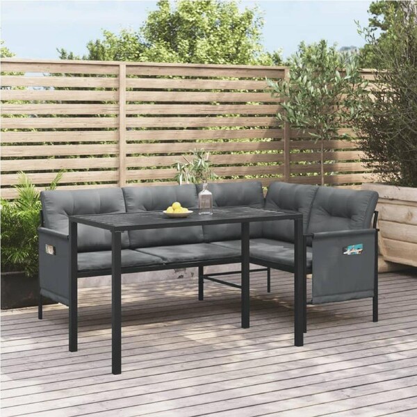 2 Piece Garden Dining Set Anthracite Steel vidaXL