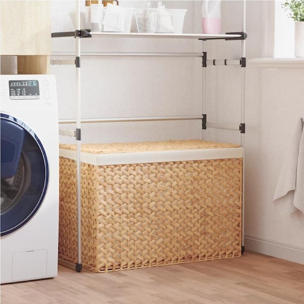 Laundry Basket with 3 Sections 75x42.5x52 cm Water Hyacinth vidaXL