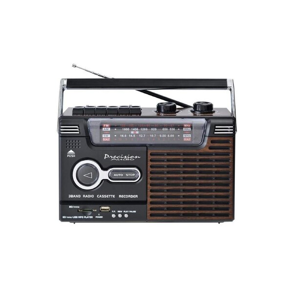 Portable Bluetooth Cassette Player AM/FM Retro Radio Brown PA-3000