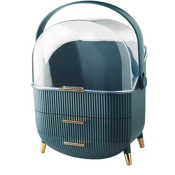 Provecta Green Makeup and Skincare Organizer with Clear Lid – Vanity & Bathroom Counter Storage