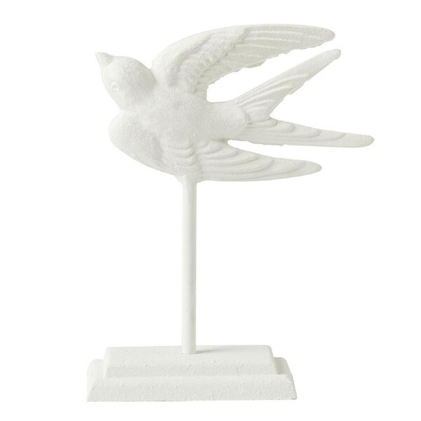 Pilbeam Living Iron 21.5cm Swallow Sculpture Home Decor Tabletop Figurine White