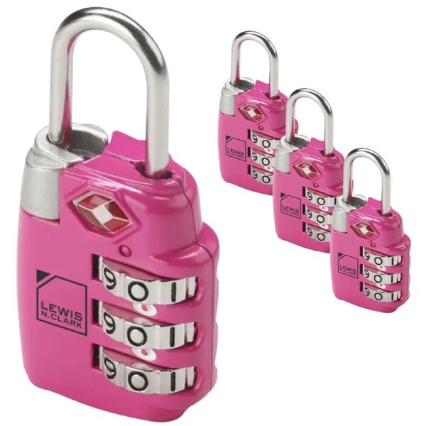 4x Lewis N. Clark PadLock Suitcase TSA Approved Combination Lock Travel - Pink