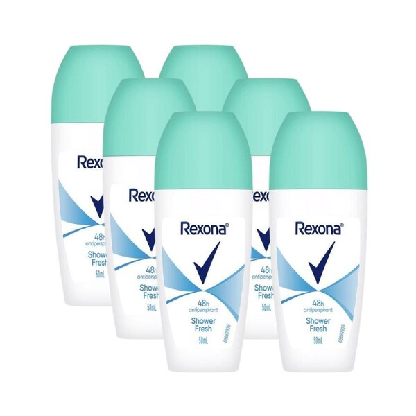 6 x Rexona Deodorant Roll On Shower Fresh 50mL
