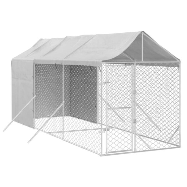 Outdoor Pet Dog Kennel with Roof Galvanised Steel Pet House Playpen Metal