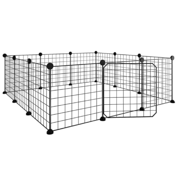 Pet Playpen Enclosure Cage Panel Puppy Fence Play Pen Foldable Metal with Door