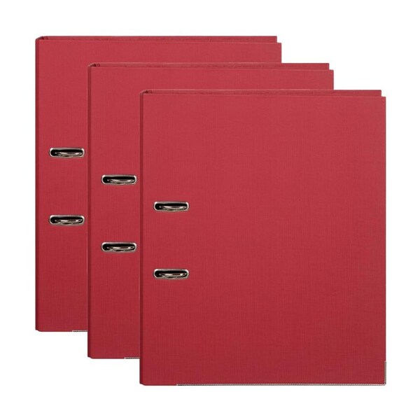 3x Marbig PE Lever Arch File Folder A4 Document Organiser Holder Bright Red