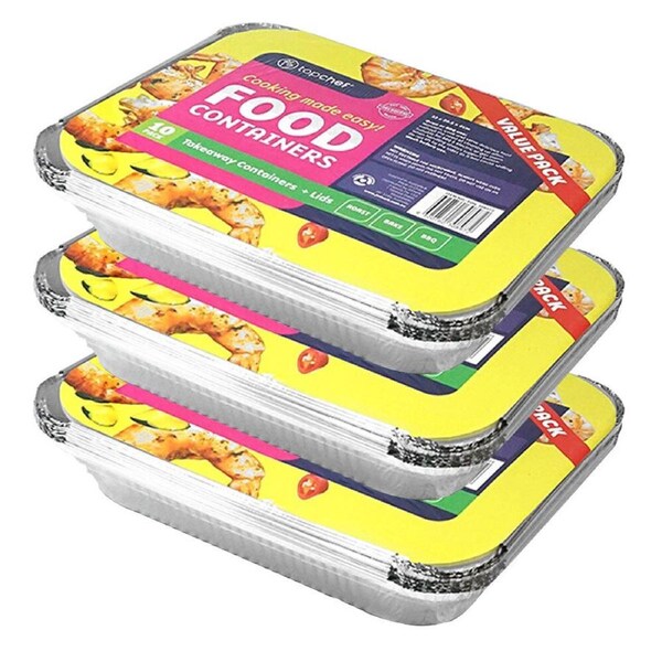 30pc Topchef Home Kitchen Extra Large Aluminium Foil Container With Lid