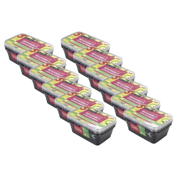 48pc Topchef 750ml Rectangular BPA Free Reusable Food Container Box Black