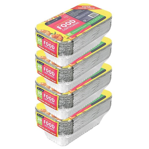 80pc Topchef Home Kitchen Small Disposable Aluminium Foil Container With Lid