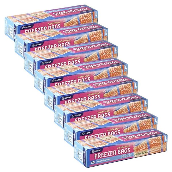 80pc Topchef Single Press & Seal Large Resealable Food Storage Freezer Bag