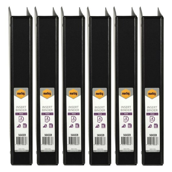 20pc Marbig Clearview 4 D-Ring Insert Binder A4 File 25mm Document Organiser BLK