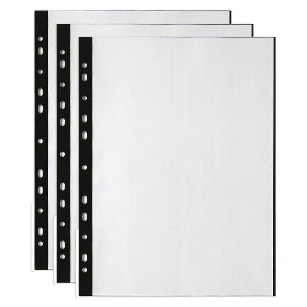 3x Marbig Bindermate 20-Pockets A4 Display Book Document Organiser Clear/Black