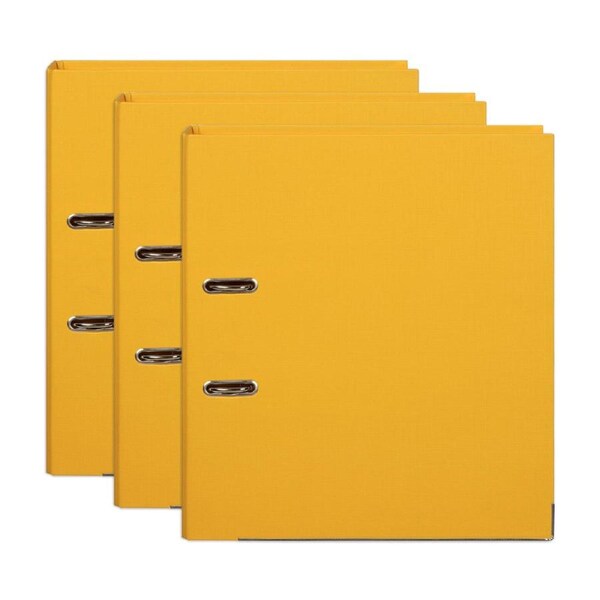 3x Marbig PE Lever Arch File Folder A4 Document Filing Organiser Holder Yellow