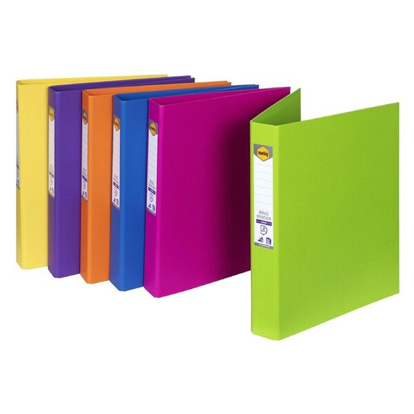 5x Marbig PE/Linen 2 D-Ring 25mm A4 Binder File Document Organiser Assorted