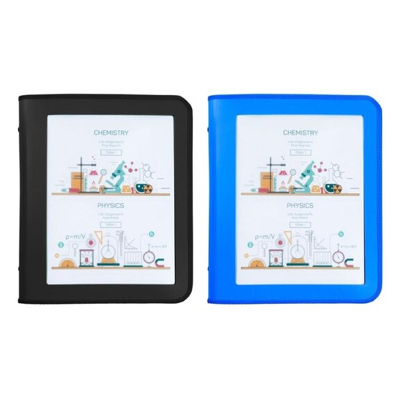 2x Marbig 2 D-Ring A4 Zipper Binder 25mm File Document Organiser Black/Blue