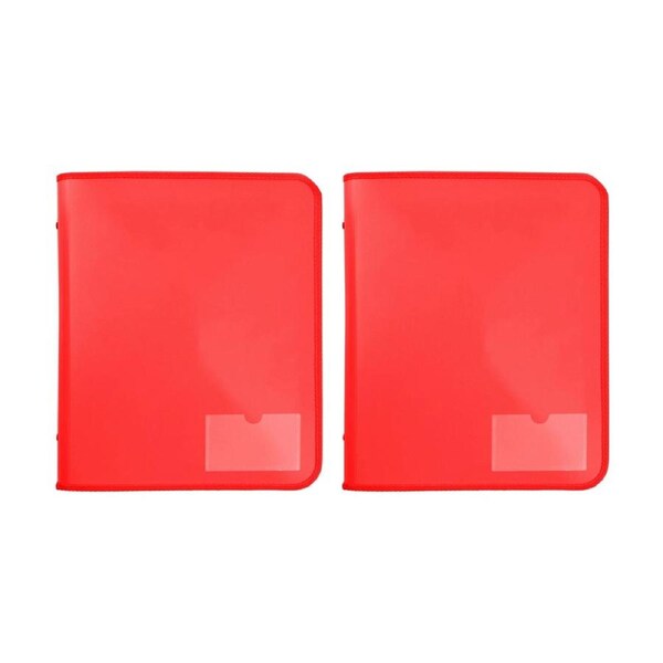 2x Marbig&nbsp;2 D-Ring A4 Zipper Binder 25mm w/ Tech Case File Document Holder Red