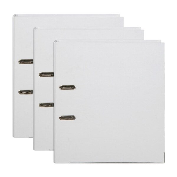 3x Marbig PE Linen Lever Arch File Folder A4 Document Holder Organiser White