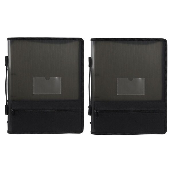 2x Marbig 2 O-Ring Zipper Binder w/ Storage A4 File Document Organiser 25mm Grey