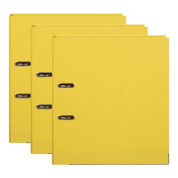3x Marbig PE Lever Arch File Folder A4 Document Filing Organiser Holder Lemon