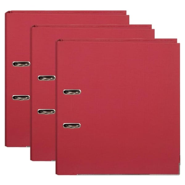 3x Marbig PE Lever Arch File Folder A4 Document Filing Organiser Holder Deep Red