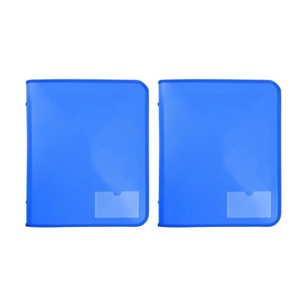 2x Marbig 2 D-Ring A4 Zipper Binder 25mm w/ Tech Case File Document Holder Blue