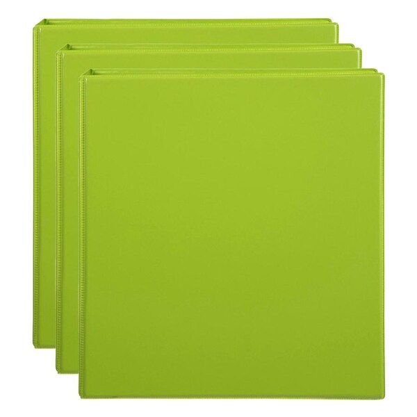 3x Marbig PP Clearview 4 D-Ring 50mm A4 Insert Binder File Paper Organiser Lime