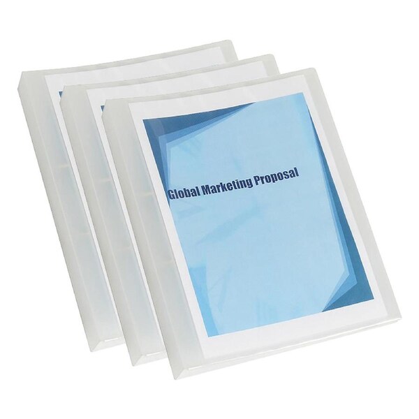 3x Marbig A4 File 2 D-Ring Insert Binder w/ Pocket 25mm Document Organiser Clear